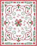 Crimson Green Floral Vines Border Rug