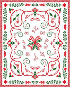 Crimson Green Floral Vines Border Rug