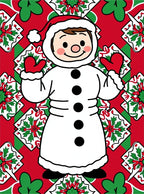 Festive Snowman Holly Mandala Rug