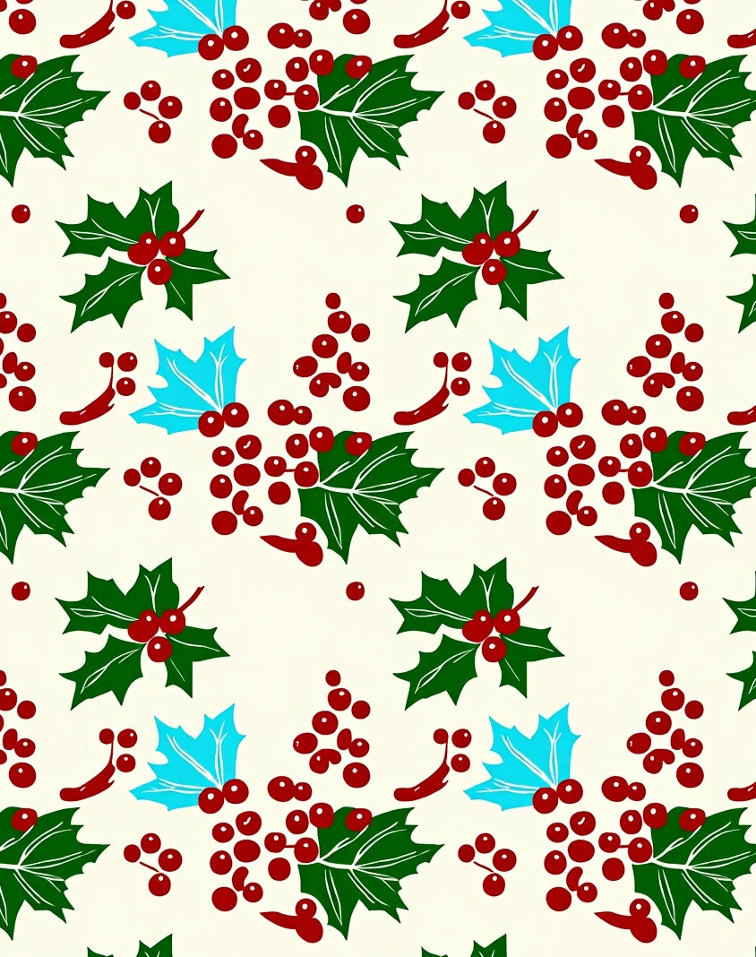 Festive Red Berry Holly Sprigs Rug