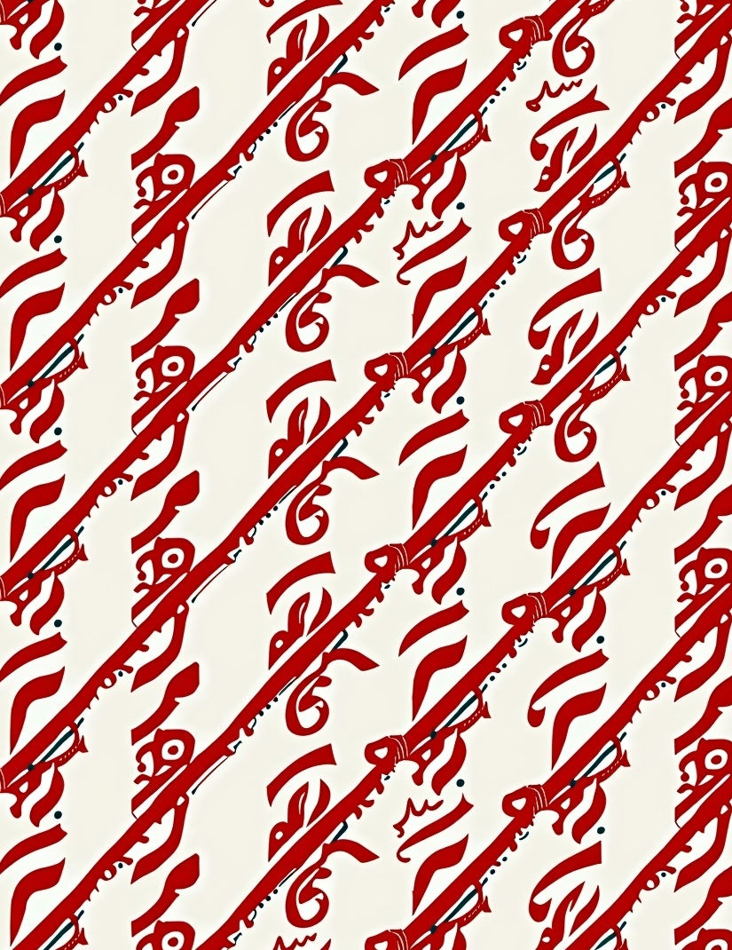 Crimson Red Cream Diagonal Flow Rug