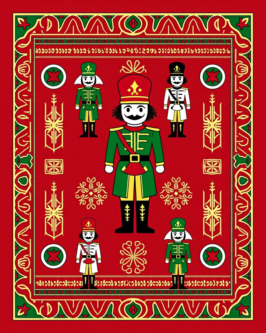 Crimson Red Nutcracker Soldier Parade Rug