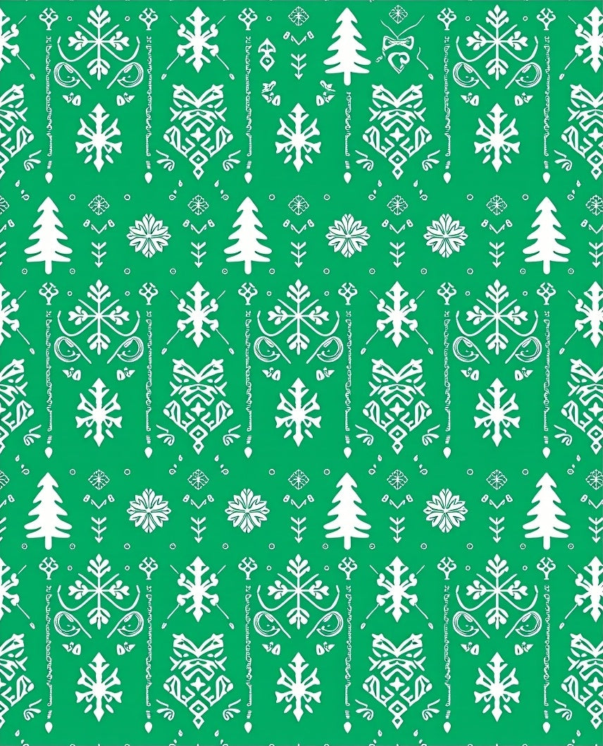 Emerald Green Winter Snowflake Christmas Trees Rug
