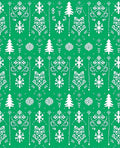 Emerald Green Winter Snowflake Christmas Trees Rug