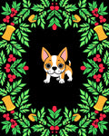 Charming Dog With Holly Bells Border Rug