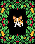 Charming Dog With Holly Bells Border Rug