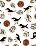 Cute Black Birds Leafy Circles Brown Rug