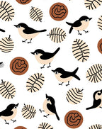 Cute Black Birds Leafy Circles Brown Rug