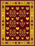 Crimson Yellow Romantic Heart Border Rug