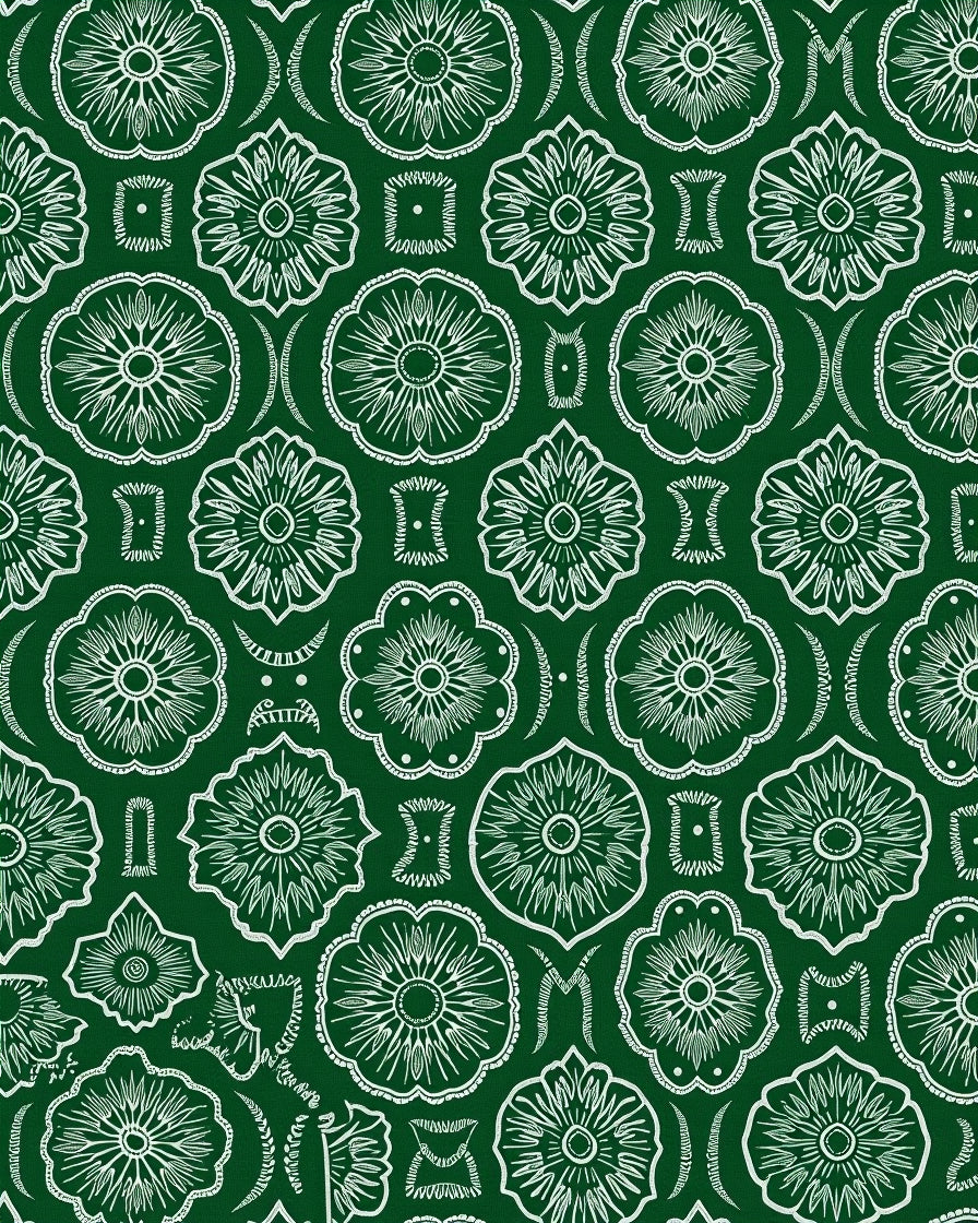 Emerald Green Floral Mandala Medallion Rug