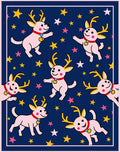 Pink Reindeer Starry Night Collection Rug