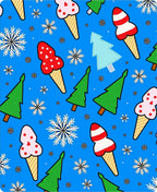 Whimsical Christmas Ice Cream Snowflakes Trees Rug