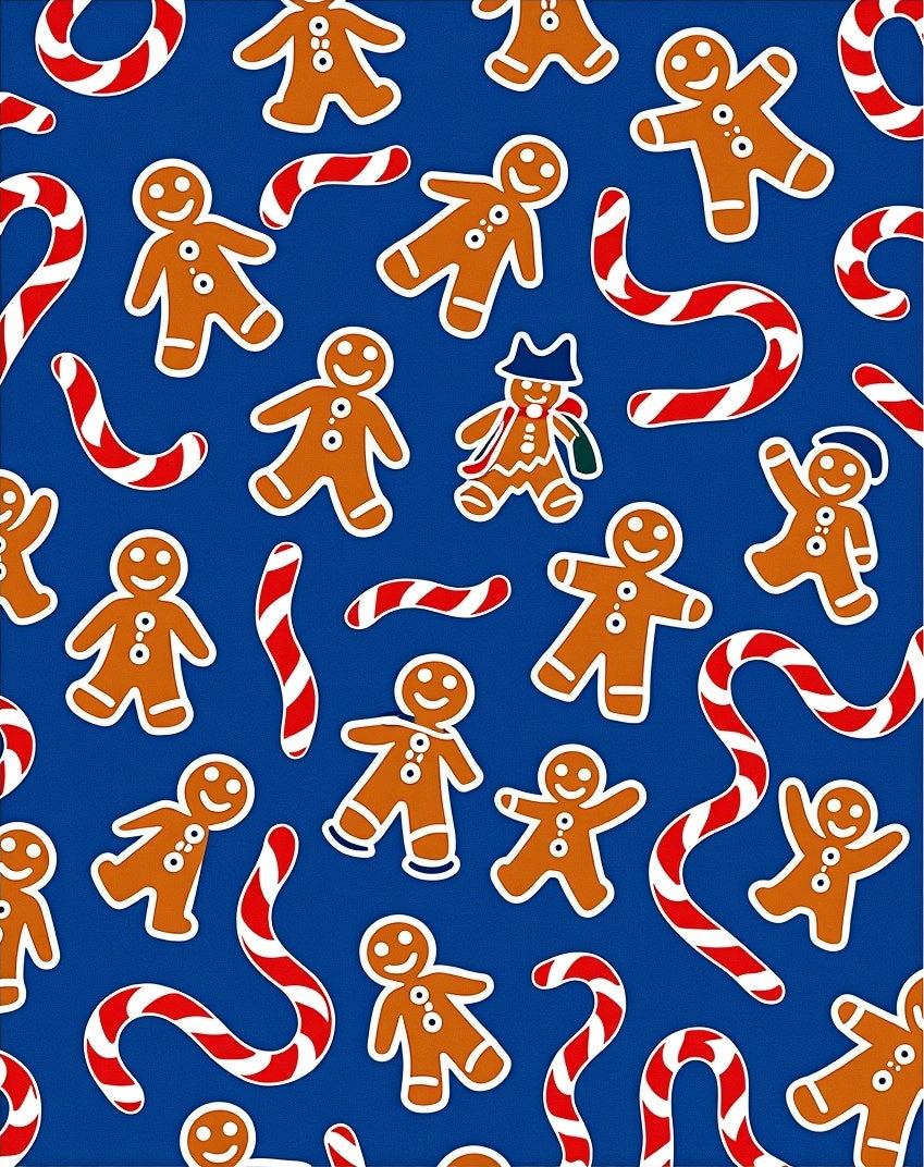Whimsical Gingerbread Candy Cane Holiday Collage Rug