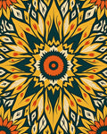 Golden Yellow Orange Floral Mandala Rug