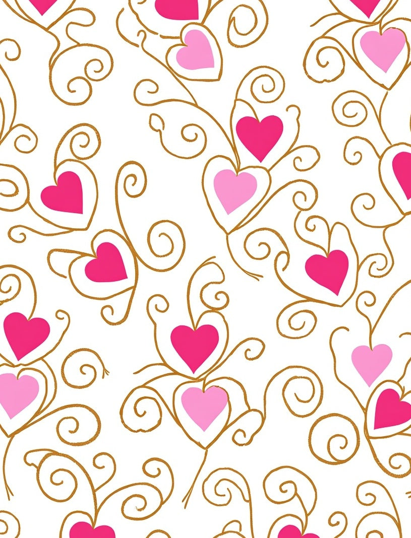 Whimsical Pink Heart Swirls Rug