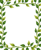 Verdant Green Leafy Vine Border Rug