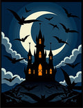 Spooky Bat Castle Moonlit Night Rug