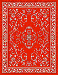 Vibrant Red Scrollwork Floral Medallion Rug