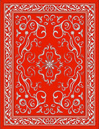 Vibrant Red Scrollwork Floral Medallion Rug