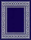 Deep Navy White Ornate Border Rug