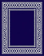 Deep Navy White Ornate Border Rug