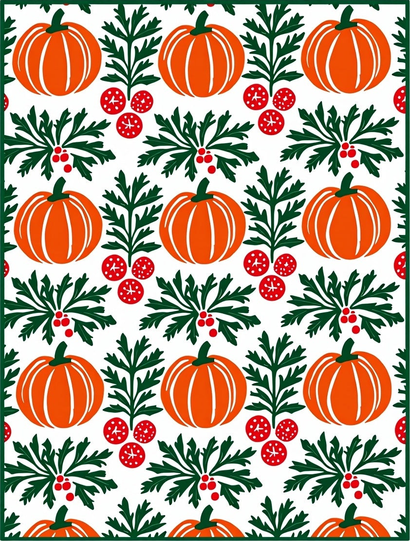 Autumn Orange Pumpkin Leaf Scatter Rug