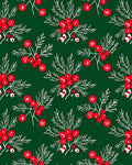 Crimson Berry Branches Green Repeat Rug