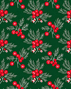 Crimson Berry Branches Green Repeat Rug