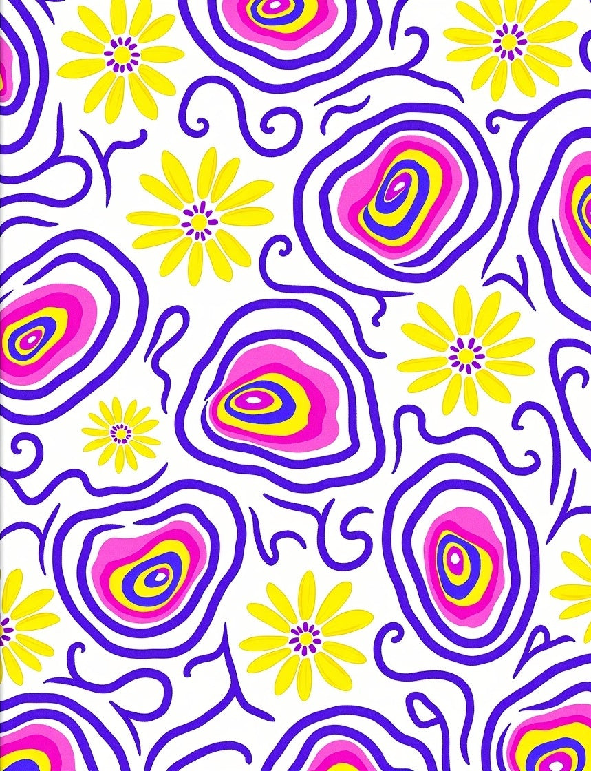 Bold Retro Floral Swirl Rug
