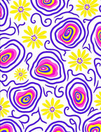 Bold Retro Floral Swirl Rug