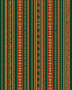 Deep Green Crimson Yellow Tribal Stripe Rug