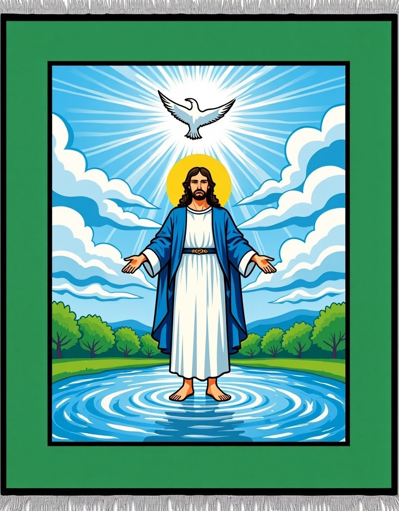 Radiant Jesus Dove Serene Landscape Rug