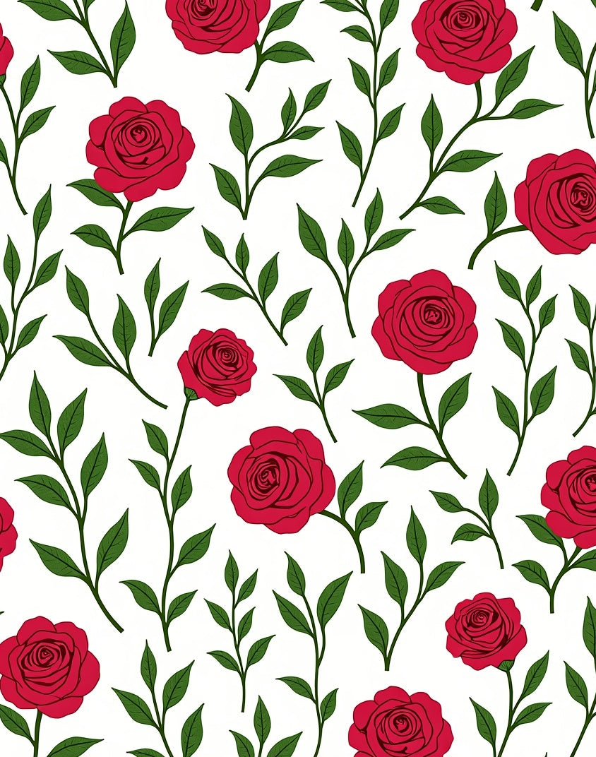 Classic Red Rose Botanical Garden Rug