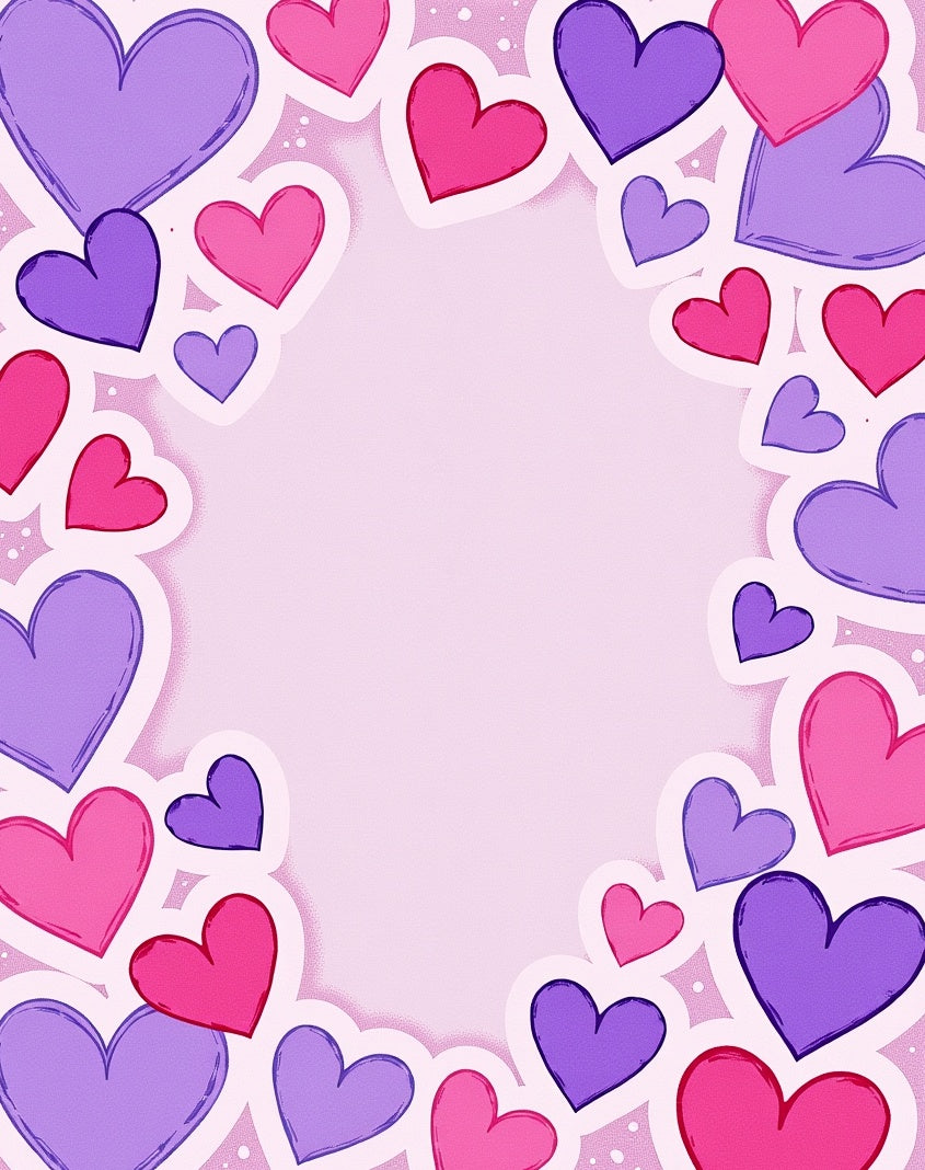 Pink Purple Hearts Border Rug