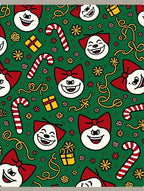Festive Green Holiday Faces Candy Canes Rug