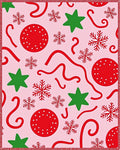 Whimsical Pink Christmas Star Snowflakes Rug