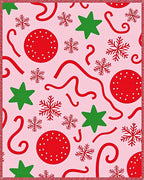 Whimsical Pink Christmas Star Snowflakes Rug