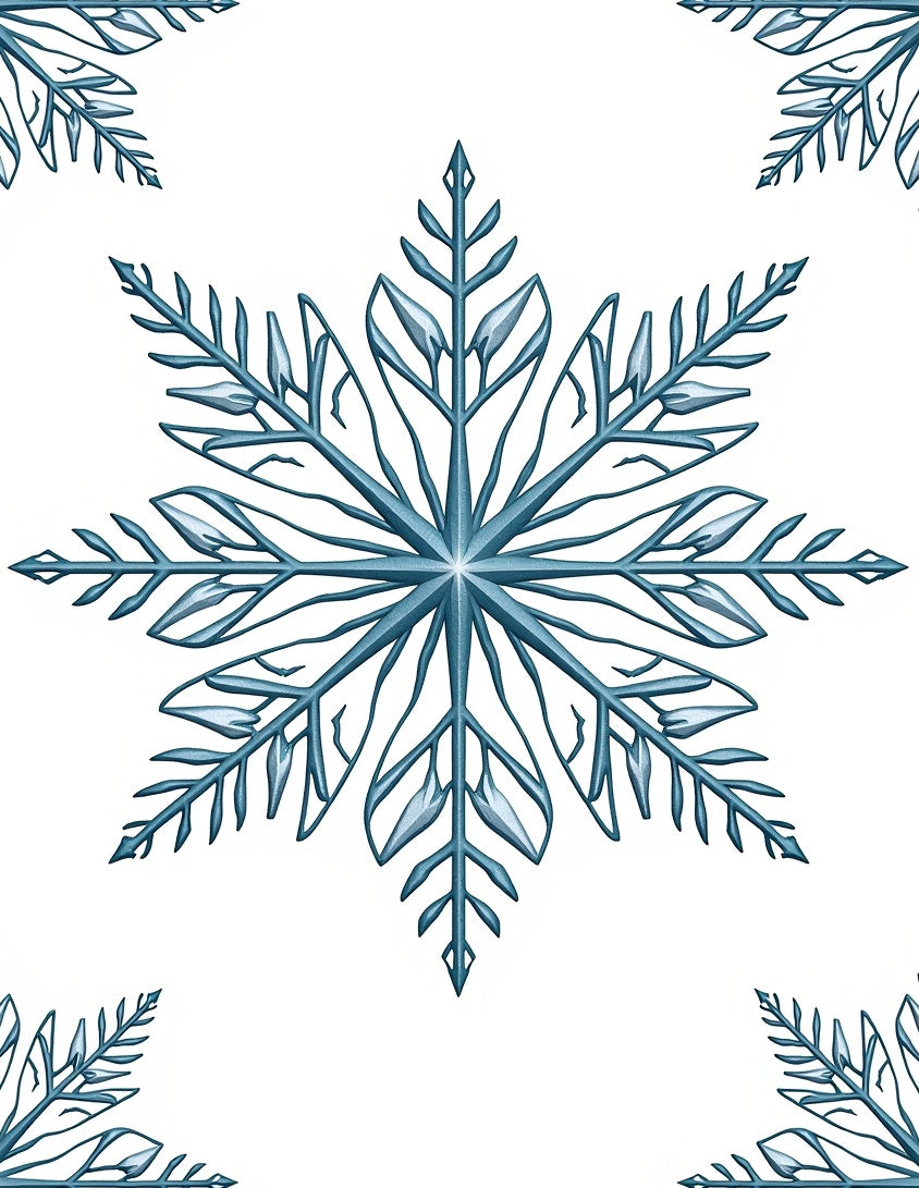 Teal Snowflake Ice Crystal Rug