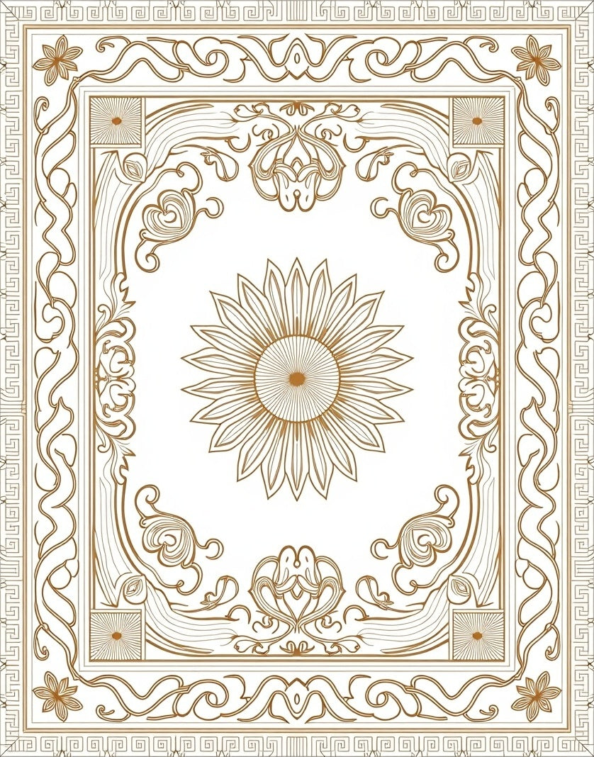 Golden Sunflower Art Nouveau Rug
