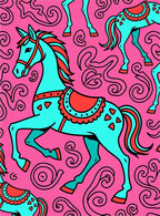 Aqua Pink Carousel Horse Swirls Rug