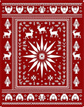 Red Festive Christmas Deer Star Rug