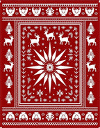 Red Festive Christmas Deer Star Rug