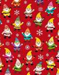 Red Festive Gnome Snowflakes Scatter Rug
