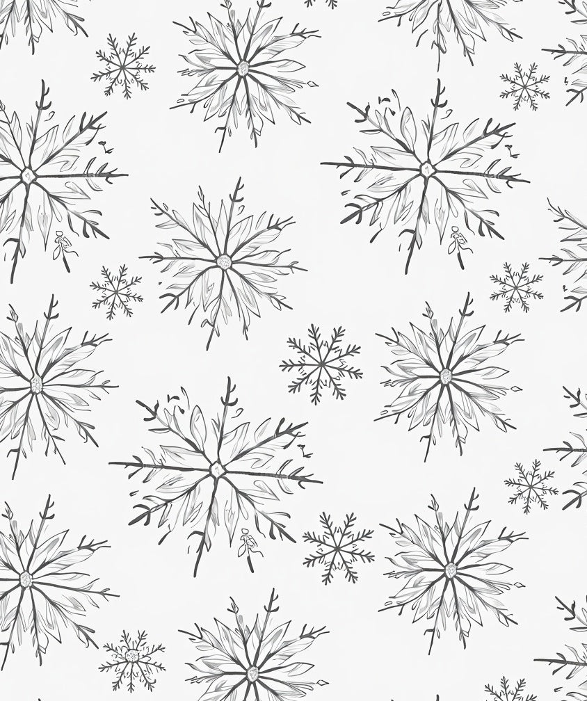 Hand Drawn Delicate Snowflake Snowfall Rug
