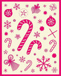 Whimsical Pink Candy Cane Snowflakes Rug