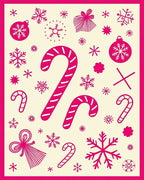 Whimsical Pink Candy Cane Snowflakes Rug
