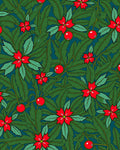 Festive Red Poinsettia Greenery Rug