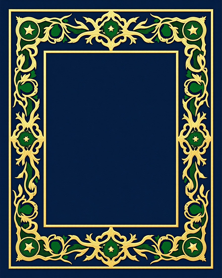 Regal Gold Green Star Border Rug