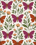 Purple Orange Butterfly Floral Meadow Rug