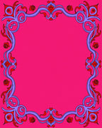 Regal Pink Floral Scroll Frame Rug